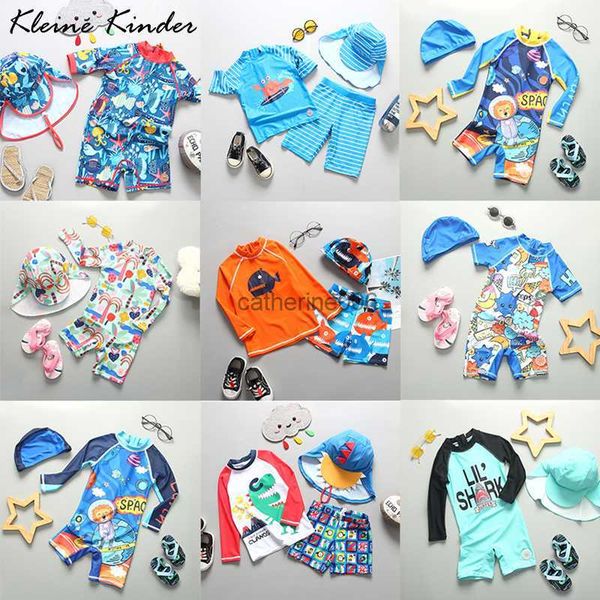 

baby swimsuit cartoon print toddler infant bathing suit long sleeves boys swimwear upf50 uv protection beach pool swimming wear l230625, White