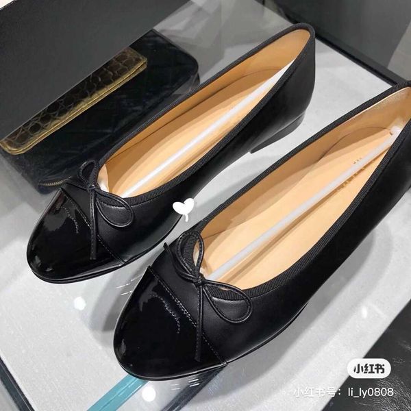 

paris luxury designer black ballet flats shoes women brands quilted genuine leather slip on ballerina round toe ladies dress channel zapatos