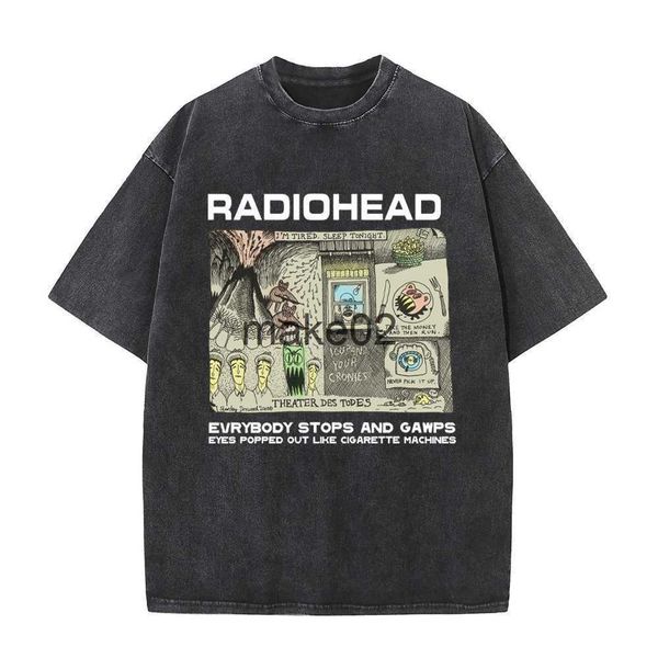 

men's plus tees polos streetwear tshirt men hip hop radiohead print t shirt harajuku cotton summer short sleeve tshirt black vintage wa, Black;brown