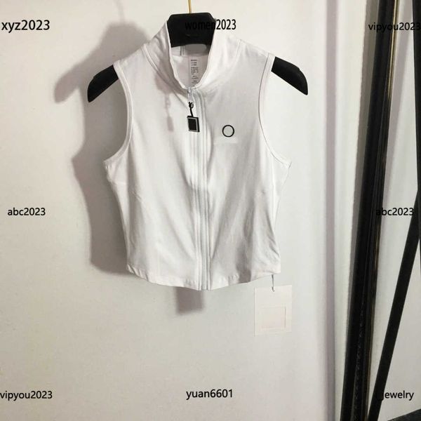 

luxurious fashion women camis designer standing collar sleeveless girl vest summer zipper waistcoat luxurious #multiple product, White