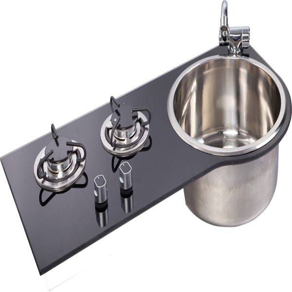 

2 burner gas stove hob sink combo 790*375/340*150mm boat caravan camper gr-b216a