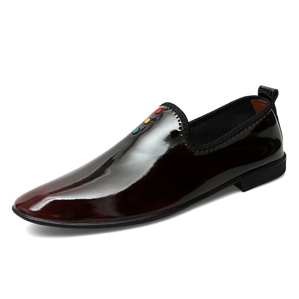

fashion loafers men shoes green red casual shoes leather walking driver shoes man comfortable lazy shoes mens, Black