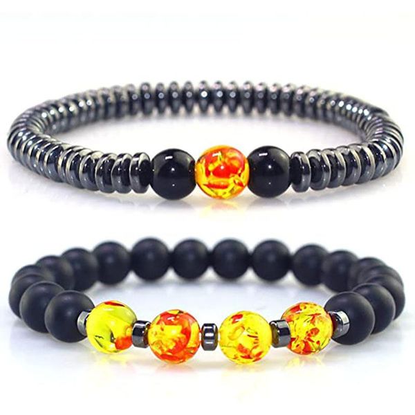 

bangle 2pcs lymphatic drainage black obsidian bracelet anklet anti swelling obsidian magnetic therapy adjustable bracelet anklet
