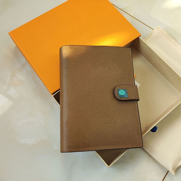 

19cm*14cm brown flower wallets genuine leather agenda note book cover diary with dustbag invoice card books fashion gold ring designer mens, Brown;gray