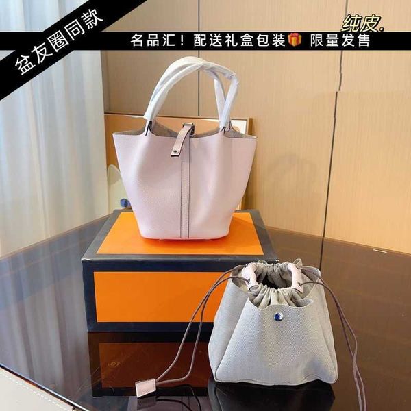 

wholesale designer h ormes totes handbags comes with a foldable gift box pure leather lychee patterned bucket bag versatile classic vegetabl