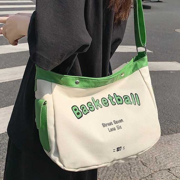 

canvas bag large capacity female trend college students' class ins shoulder bag lazy style niche cross body tote bag
