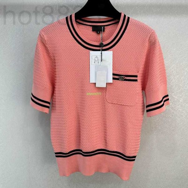 

women's t-shirt designer women knits vest tee crop with pocket letter button shirts high end brand cotton elasticity stretch short sle, White