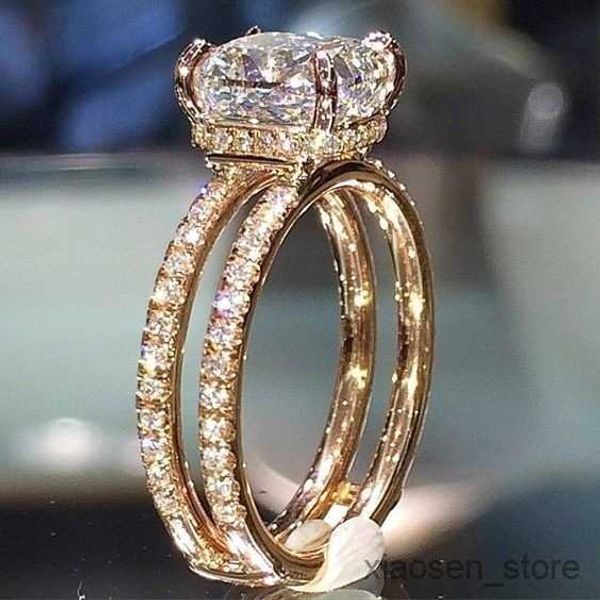 

wedding rings gold double diamond ring diamond princess engagement rings for womens ladies fashion jewelry r230626, Slivery;golden