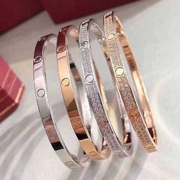 

counter quality rose gold love diamond sky star bracelet screw 18k classic couple wide and narrow edition, Black