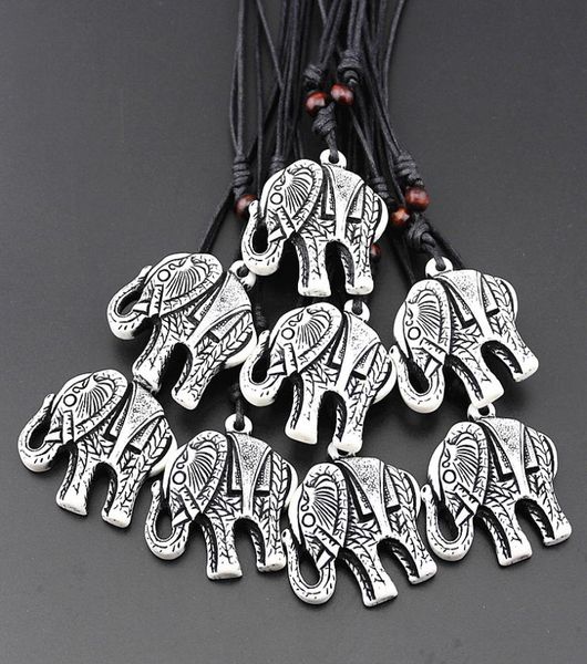 

jewelry whole 12pcslot imitation yak bone carved tibetan lucky white elephant pendant necklace amulet for men women039s gi1944502, Black