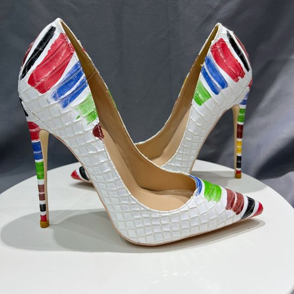 

printed women shoes colorful snake pattern snake high heel printed various colors stilettos 12cm wedding shoes, Black