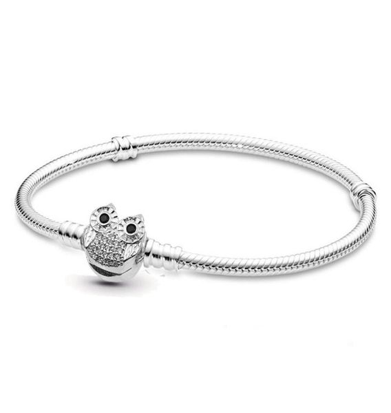 

3styles 925 silver plated bracelet owl chain bangle with barrel clasp fit european beads bracelets for diy jewelry1656412, Black