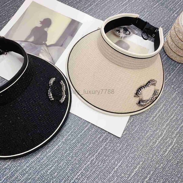 

womens designer crystal letter straw hat visors cap sun hat fashion knitted hat cap for men woman wide brim hats summer bucket hats outdoor, Blue;gray