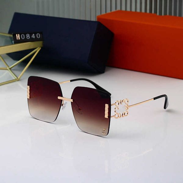 

designer of new square rimless light luxury metal half sunglasses mesh red large frame ocean piece sunglasses, White;black