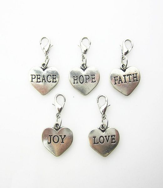 

selling 50pcslot mix 5 designs heart dangle charms for floating pendant lockets with lobster clasp diy jewelry4537706, Bronze;silver