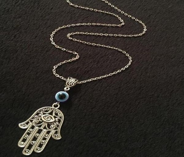 

hamsa hand necklace pendant vintage silver collares hand of fatima spiritual yoga buddha eye choker necklace for women jewelry gif7200734