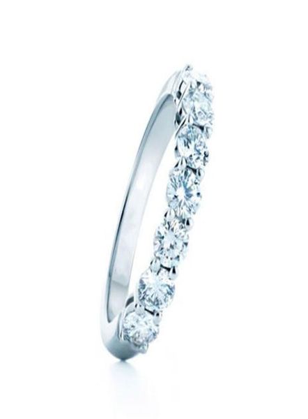 

luxury solid 925 silver 07ct moissanite jewelry positive 7stones wedding band ring8389810, Golden;silver