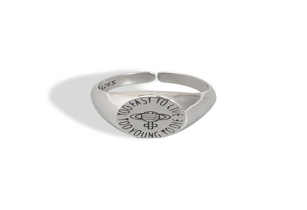 

ng s925 silver fashion niche temperament letter planet plus index finger ring1137037, Golden;silver