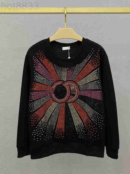 

women's hoodies & sweatshirts designer women pullover clothing with drilling letter technology advanced fabric luxury brand dress long, Black