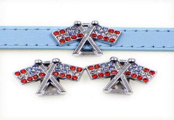 

whole rhinestone flags zinc alloy 10mm slider charms diy accessories fit 10mm pet collar wristband sl5041549910, Bronze;silver