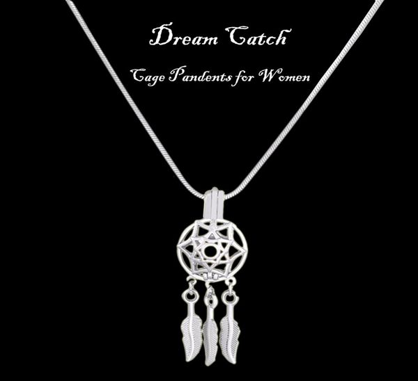

special design silver dream catcher cage pendants dreamcatcher beads pearl cage pendant love pearl charms birthday gift p1615613689