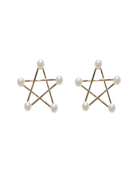 

vsc4 korean fashion earring s925 silver needles fivepointed star hanging earrings personality punk pearl jewelry female 20215697254