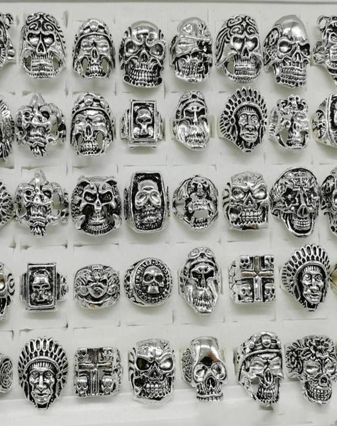 

titanium steel silver love ring punk style 30pcslot skull rings mix silver gold skeleton big sizes men039s women metal jewelry3235459