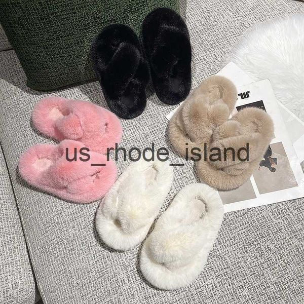 

sandals girl's slippers furry open toe four colors home outdoor children sliders winter fashion slip-on anti-slipper all-match kids sho, Black;red