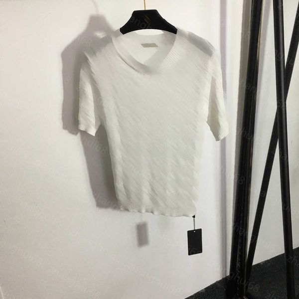 

23ss womens knits womens designer clothing presbytery logo jacquard letters slim short sleeve sweater womens clothes, White