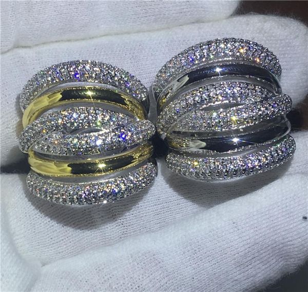 

2018 big cross ring yellow white gold filled engagement wedding band rings for women pave setting 5a zircon crystal bijoux8514678, Slivery;golden