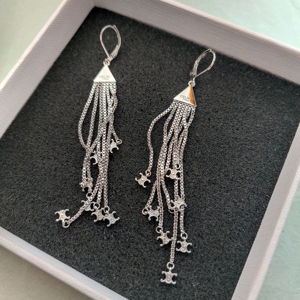 

french arc de triomphe tassels exaggerates earthings women luxury zircon earthing studies designer jewelry e259--61, Golden;silver