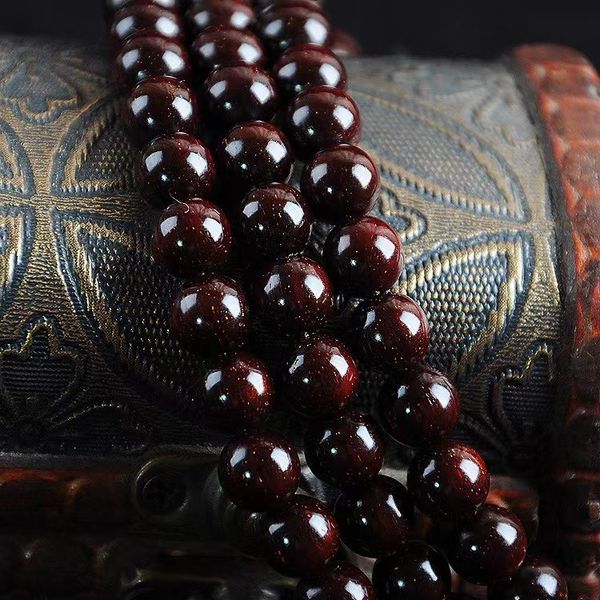 

little leaf red sandalwood hand chain full of gold star high oil density old material sandalwood buddha beads wen playing bracelet for men, Silver
