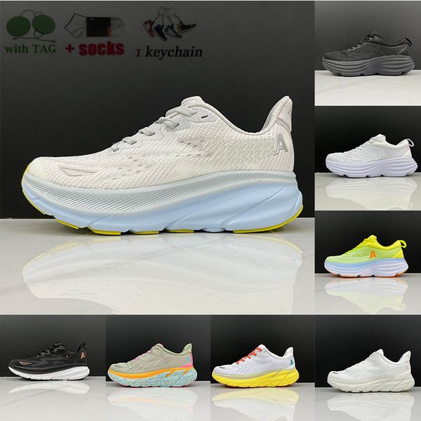

designer shoes bondi 8 clifton 9 running casual sneakers plate-forme cushioned jogging walking trainers triple black white smoke grey gym re