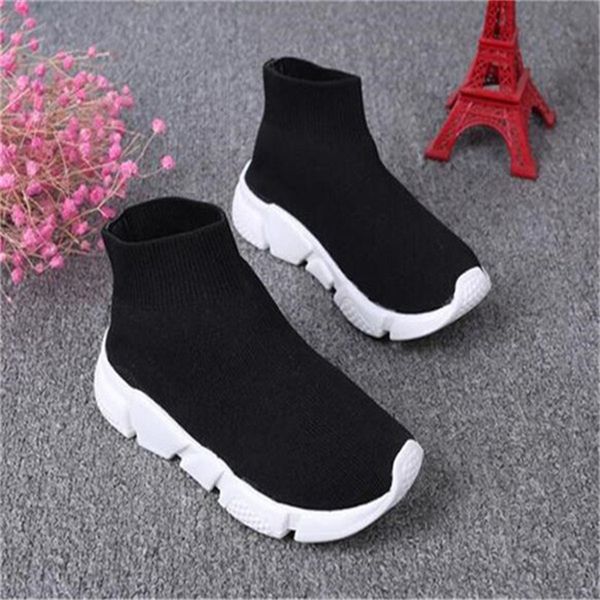

kids luxury brand sports boots wool knitted breathable athletics boys and girls running shoe baby designers sneakers new socks shoes, Black