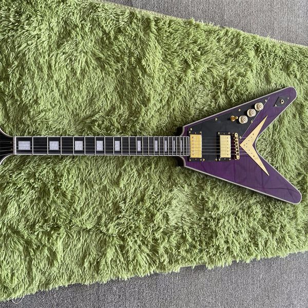 

6-string purple flying v electric guitar quality guarantee