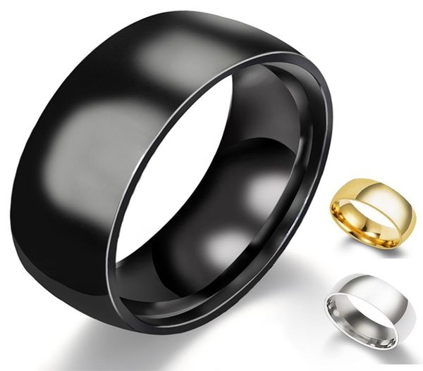 

8 mm men 039s rings smooth arc surface stainless steel jewelry wedding ring black silver gold7168592