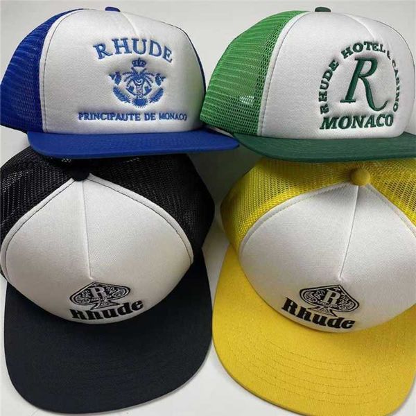 

ball caps puff print rhude coconut trees sun hat men women 1 baseball cap adjustable wide brim, Blue;gray