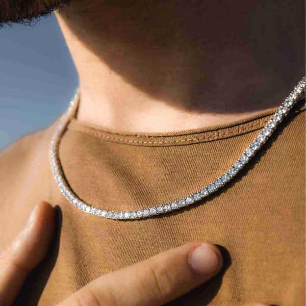

925 sterling silver 4mm vvs moissanite iced out rapper jewelry chain men moissanite tennis chain