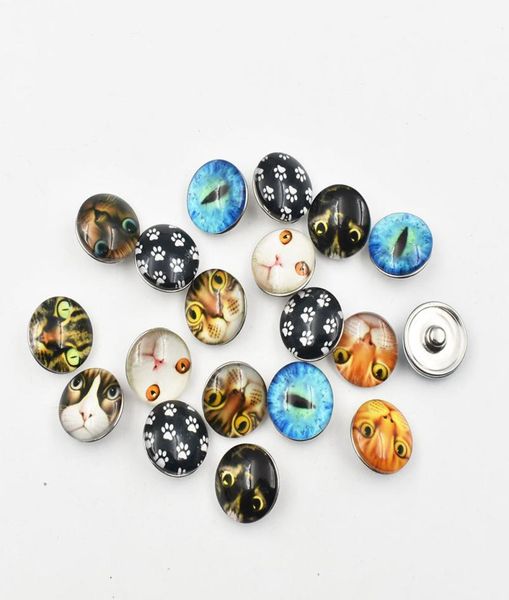 

mixed cat eye paw glass snap button charm for glass cabochons jewelry fit ginger snap ringnecklace women jewelry8615608, Bronze;silver