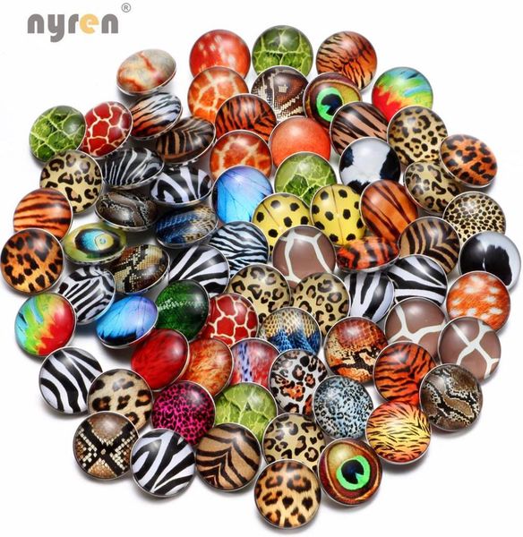 

50pcslot charm mixed 18mm animal leopardstripe lattice theme snap button for snap bracelet necklace diy jewelry6386975, Golden;silver