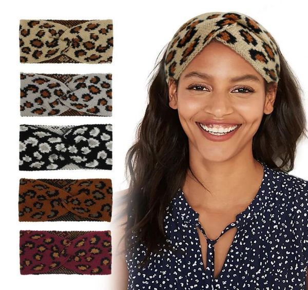 

2020 retro women leopard knit headbands autumn winter elastic cross bowknot hair band gift for love girlfriend1354646, Silver