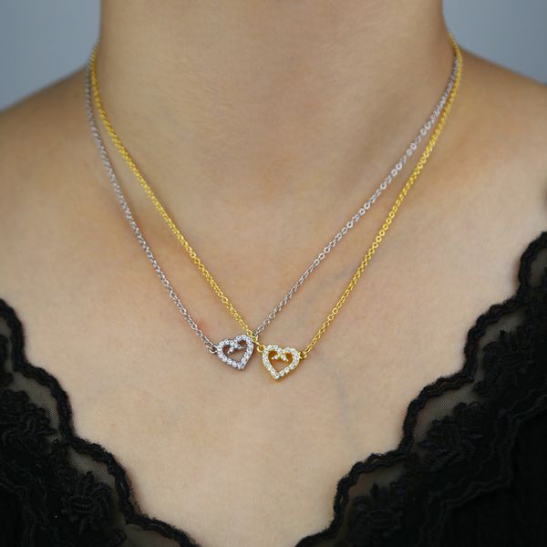 

iced out love wedding accessories necklace women lady gold silver color jewelry couple gift
