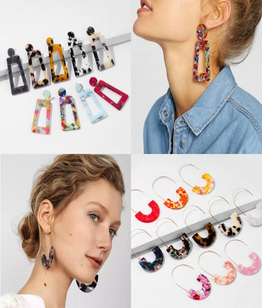 

20 types acrylic statement stud earrings fashion simple design western style rock colorful long semi circle drop earings high qual4357402, Silver