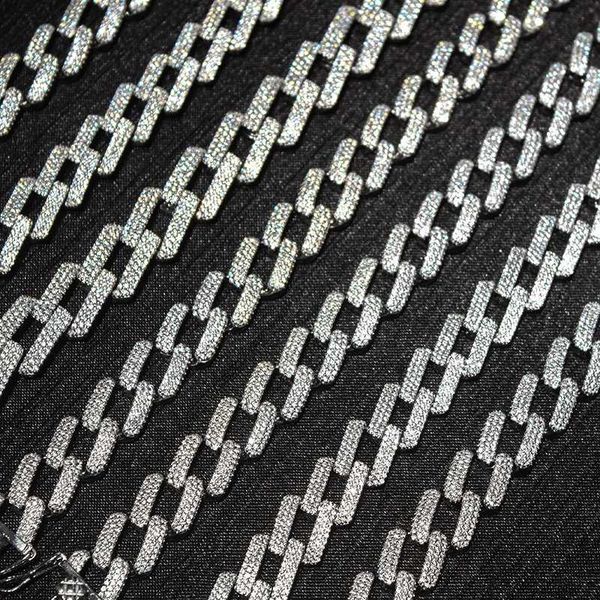 

luxury jewelry wholesale 925 sterling silver 10mm zircon cuban link chain necklace for men women