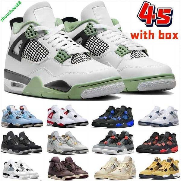 

box with pine retros green 4 4s mens basketball shoes military black seafoam cat jumpman sneaker university blue red thunder white oreo spor