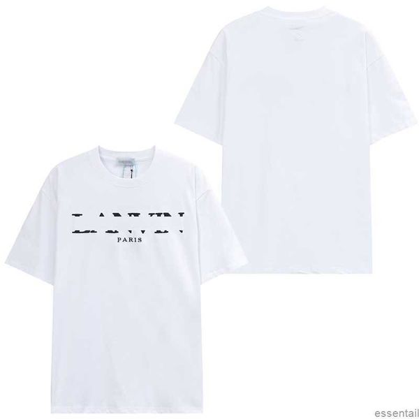 

summer men's t-shirts embroidery lanvins letter designer short-sleeve tees casual women's pure cotton sports thirts white black fa