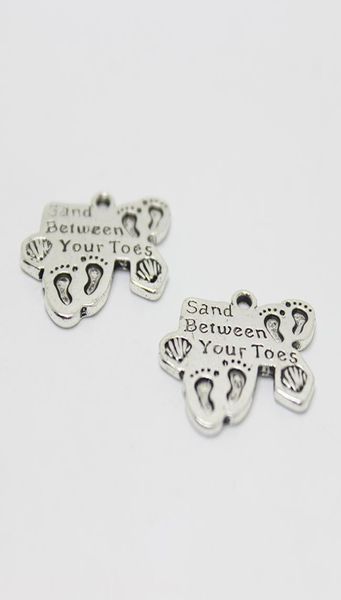 

30pcs24x20mm footprints charm antique silver tone sand between your toes charm pendant2991347, Bronze;silver
