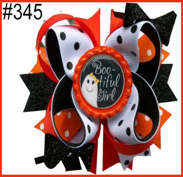 

20pcs 2020 halloween boutique hair bows thanksgiving bows fall hair bows turkey candorn hair bow3658097, Slivery;white