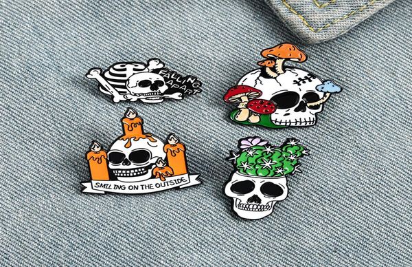 

decayed bones enamel lapel pins mushroom cactus candle skull brooches badges fashion pins gifts for friend jewelry whole9245880, Gray