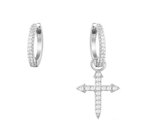 

european and american foreign trade silver jewelry cross earrings asymmetric fashion personality earrings female039s preferred 9594037, Golden;silver